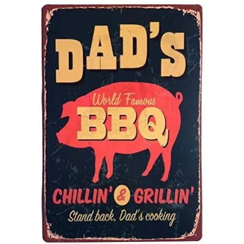 ERLOOD Dads BBQ Stand Back Dads Cooking Metal Vintage Tin Sign Wall Decor 12 x 8 ERLOOD Dads BBQ Stand Back Dads Cooking Metal Vintage Tin Sign Wall Decor 12 x 8