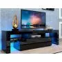 HOVNEE TV Stand Entertainment Center with 20 LED Color Effects, Living Room Console Table Storage Cabinet Television Stands for 65 inch TVs, Black
