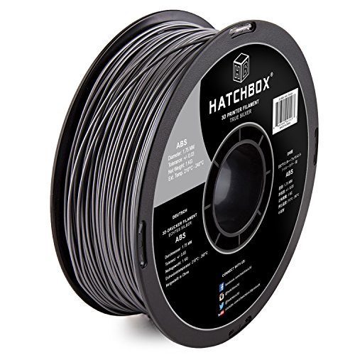 HATCHBOX ABS 3D Printer Filament, Dimensional Accuracy +/- 0.03 mm, 1 kg Spool, 1.75 mm, Silver (3D ABS-1KG1.75-SLV)