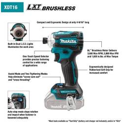 Makita XDT16Z 18V LXT Lithium-Ion Brushless Cordless Quick-Shift Mode 4-Speed Impact Driver, Tool Only