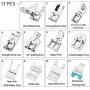 11Pcs Presser Feet, Sewing Machine Kit Household DIY Spare Parts Accessories for Sewing Machine Brother Singer Janome Toyota