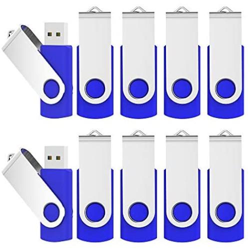 20 Pack 2GB Flash Drive Bulk USB Memory Stick Thumb Drive Bulk Swivel Design Blue