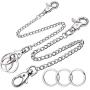 Pocket Chain, 2 Pieces of Metal Wallet Keychain Pants Chain with Both Ends Lobster Clasps and 6 Pieces of Key Rings for Keys, Pants, Belt Loop and Wallets - 8 Inches