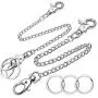 Pocket Chain, 2 Pieces of Metal Wallet Keychain Pants Chain with Both Ends Lobster Clasps and 6 Pieces of Key Rings for Keys, Pants, Belt Loop and Wallets - 8 Inches