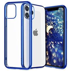 MILPROX iPhone 11 Pro Max Case, Clear Transparent Shockproof Shell [Free Screen Protector] with Electroplated Edge Cover Cases for iPhone 11 Pro Max 6.5 Inch (2019)-Blue