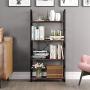 Homfa Bookshelf Rack 4 Tier Vintage Bookcase Shelf Storage Organizer Modern Wood Look Accent Metal Frame Furniture Home Office