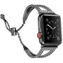 Secbolt Bling Bands Compatible with Apple Watch Band 38mm 40mm iWatch SE Series 6/5/4/3/2/1, Women Dressy Metal Jewelry Bracelet Bangle Wristband Stainless Steel, Black