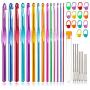 Vodiye 37 PCS Crochet Hooks Set, Coloured Aluminum Ergonomic Handle Crochet, Hook Needles for Arthritic Hands, with Stitch Markers and Large-Eye Blunt Needles