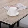 HOMCOM Modern 5-Piece Wooden Counter Dining Kitchen Table Set, 1 Table 4 Chairs Metal Legs, Suitable for Outdoors, Grey