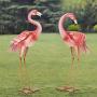 Kircust Flamingo Garden Statues and Sculptures, Metal Birds Yard Art Outdoor Statue, Large Pink Flamingo Lawn Ornaments for Home, Patio, Backyard Decor (2-Pack)