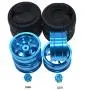 Metal Rims & Wheel Tyres & Hex Adapters for 1/18 WLtoys RC Car A959-B A979-B A959 A969 & 1/10 On-Road car Aluminum Upgrade Parts Full Set(Blue)