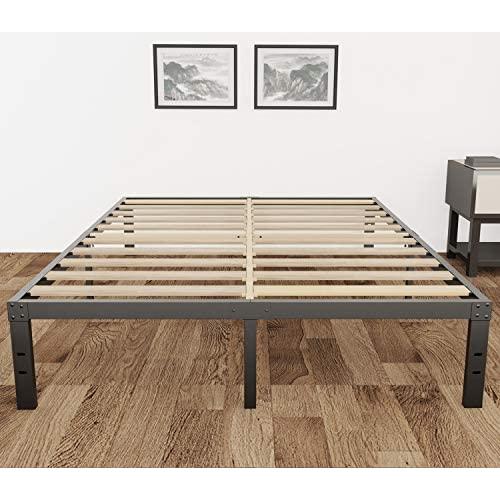 3800lbs Heavy Duty,14 Inch Steel & Wooden Slat Support Reinforced Platform Bed Frame,Mattress Foundation/No Box Spring Needed/Easy Assembly/Noise Free,Twin/Twin XL/Full/Queen/King(California King)