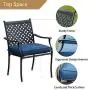 Top Space 4 Piece Metal Outdoor Wrought Iron Patio Furniture,Dinning Chairs Set with Arms and Seat Cushions (4 PC, Blue) Top Space 4 Piece Metal Outdoor Wrought Iron Patio Furniture,Dinning Chairs Set with Arms and Seat Cushions (4 PC, Blue)