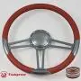 15.5'' Gun Metal Billet Steering Wheel Full Wrap with Horn Button-Burgundy 15.5'' Gun Metal Billet Steering Wheel Full Wrap with Horn Button-Burgundy