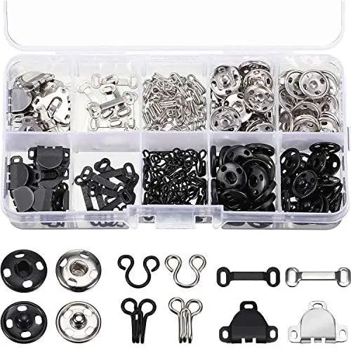100 Pairs 3 Styles Skirt Sewing Hooks and Eyes, Sewing Snaps Kit Hook and Eye Closures Metal Snaps Buttons Fasteners Press Studs for Trousers Skirt Dress Bra Sewing DIY Crafting, 2 Colors 100 Pairs 3 Styles Skirt Sewing Hooks and Eyes, Sewing Snaps Kit Hook and Eye Closures Metal Snaps Buttons Fasteners Press Studs for Trousers Skirt Dress Bra Sewing DIY Crafting, 2 Colors