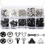 100 Pairs 3 Styles Skirt Sewing Hooks and Eyes, Sewing Snaps Kit Hook and Eye Closures Metal Snaps Buttons Fasteners Press Studs for Trousers Skirt Dress Bra Sewing DIY Crafting, 2 Colors