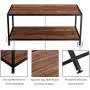 GreenForest Coffee Table Industrial for Living Room Metal Frame Open Shelf Storage, Walnut