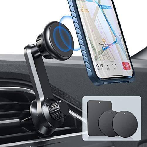 Magnetic Phone Car Mount, Bakel Phone Holder for Car [Upgraded Metal Clip] Air Vent Phone Mount with Strong Magnets for Car Compatible with 4-11 Inch Smartphones