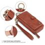 JAZ iPhone 8 Wallet Case / iPhone 7 Wallet Case - Multi-Function Wristlets Zipper Purse Detachable Magnetic 14 Card Slots Money Pocket Clutch Leather Wallet Case for Apple iPhone 8 / 7 / 6S / 6 Brown