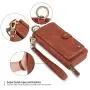 JAZ iPhone 8 Wallet Case / iPhone 7 Wallet Case - Multi-Function Wristlets Zipper Purse Detachable Magnetic 14 Card Slots Money Pocket Clutch Leather Wallet Case for Apple iPhone 8 / 7 / 6S / 6 Brown