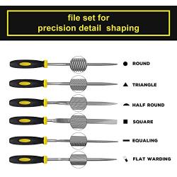 Needle File Set, 6 Pieces Hand Metal Files, Hardened Alloy Strength Steel Set Includes Flat, Flat Warding, Square, Triangular, Round, and Half-Round File