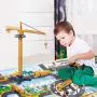 Construction Vehicle Truck Toy Set - 64PCS Kids Engineering Truck Playset with Play Mat, Crane, Cement, Fuel Truck, Wheel Loader with 3 Interchangeable Parts, Birthday for Boys Toddlers