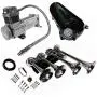 Viking Horns, Loud 149 Decibels Four Trumpet Train Air Horn Kit with 1.5 Gal Air Tank Viking Horns, Loud 149 Decibels Four Trumpet Train Air Horn Kit with 1.5 Gal Air Tank