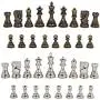 Lowell Silver and Bronze Metal Chess Pieces with 3.75 Inch King and Extra Queens, Pieces Only, No Board Lowell Silver and Bronze Metal Chess Pieces with 3.75 Inch King and Extra Queens, Pieces Only, No Board