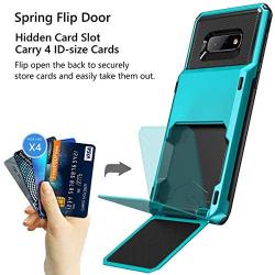 Vofolen Case for Galaxy S10e Case Wallet [4 Card Pocket] Card Holder Slot Scratch Resistant Dual Layer Protective Bumper Tough Rubber Armor Hard Shell Cover Case for Samsung Galaxy S10 E Light Blue