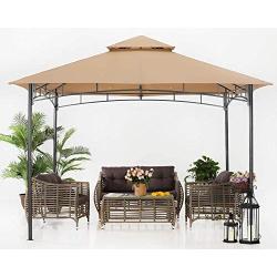 ABCCANOPY 11x11 Patio Gazebos for Patios Double Roof Soft Canopy Garden Backyard Gazebo for Shade and Rain, Khaki