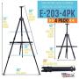 U.S. Art Supply 72'' Sturdy Black Aluminum Tripod Artist Field and Display Easel Stand (Pack of 4) - Adjustable Height 25'' to 6 Feet, Holds 52'' Canvas - Floor and Tabletop Displaying - Portable Bag