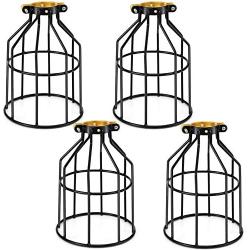 Kohree Metal Bulb Guard Lamp Cage, for Pendant Light, Lamp Holder, Ceiling Fan Light Bulb Covers Vintage Open Style Industrial Grade Adjustable 4 Packs(Cage ONLY)