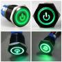 ESUPPORT Black 19mm 12V 5A Power Symbol Angel Eye Halo Car Green LED Light Metal Push Button Toggle Switch Socket Plug Wire Waterproof