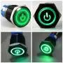 ESUPPORT Black 19mm 12V 5A Power Symbol Angel Eye Halo Car Green LED Light Metal Push Button Toggle Switch Socket Plug Wire Waterproof