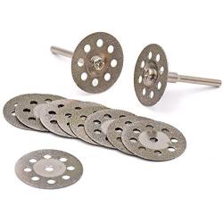 YEEZUGO 10 pcs Diamond Cutting Wheel Cut Off Discs Coated Rotary Tools W/Mandrel 22mm for Dremel