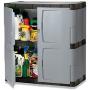 Rubbermaid Storage Small Cabinet with Doors, Lockable Storage Cabinet, 18''D x 36''W x 37''H, Grey/Black