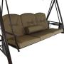 Sunnydaze 3-Person Outdoor Patio Swing Bench with Adjustable Tilt Canopy, Durable Steel Metal Frame, Cushions and Pillow Included, Beige