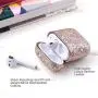 ULAK Glitter Designed Compatible with AirPods Case, Luxury Bling Leather with Mirror Surface Plating Hard Cover,Shockproof Protective Cover with Keychain for AirPod 2 & 1(LED Visible)(Pink Glitter)