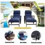 LOKATSE HOME Outdoor Patio Chaise Lounge Chair with Adjustable Backrest and Arms Metal Lounger Furniture All Weather, Blue LOKATSE HOME Outdoor Patio Chaise Lounge Chair with Adjustable Backrest and Arms Metal Lounger Furniture All Weather, Blue