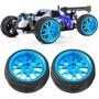 Drfeify RC Truck Wheel Tire, Blue Metal RC Tires Wheel Tyres Upgrade Parts for WL 1/18 A959 A979 A969 RC Crawler Car