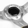 Black Leather/Silver 3 Spokes/Yellow Stitch and Stripe 3.50'' Deep Dish 70mm 6-Bolt Pattern 320mm (12.60'' Inches) Steering Wheel