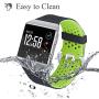 SKYLET Bands Compatible with Fitbit Ionic, Soft Silicone Breathable Replacement Wristband Compatible with Fitbit Ionic Smart Watch with Buckle (Black-Green, Large)