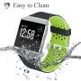 SKYLET Bands Compatible with Fitbit Ionic, Soft Silicone Breathable Replacement Wristband Compatible with Fitbit Ionic Smart Watch with Buckle (Black-Green, Large)
