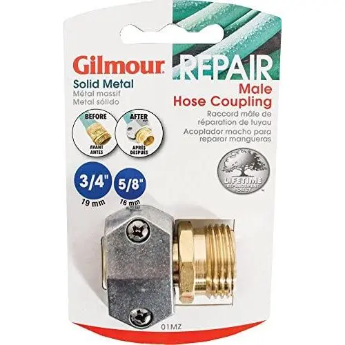Gilmour 100049168 Metal Heavy Duty Zinc and Brass Male Clamp Coupling, 5/8'' x 3/4'' Gilmour 100049168 Metal Heavy Duty Zinc and Brass Male Clamp Coupling, 5/8'' x 3/4''