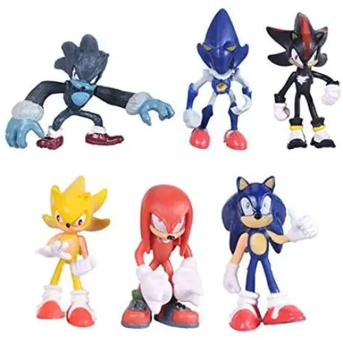 Max Fun Set of 6pcs Sonic The Hedgehog Action Figures, 5-7cm Tall Cake Toppers-Sonic, Shadow, Werehog, Metal Sonic, Knuckles & Super Sonic Max Fun Set of 6pcs Sonic The Hedgehog Action Figures, 5-7cm Tall Cake Toppers-Sonic, Shadow, Werehog, Metal Sonic, Knuckles & Super Sonic