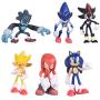 Max Fun Set of 6pcs Sonic The Hedgehog Action Figures, 5-7cm Tall Cake Toppers-Sonic, Shadow, Werehog, Metal Sonic, Knuckles & Super Sonic