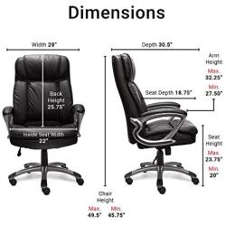 Serta 43675 Big & Tall Executive Office Chair High Back All Day Comfort Ergonomic Lumbar Support, Bonded Leather, Black