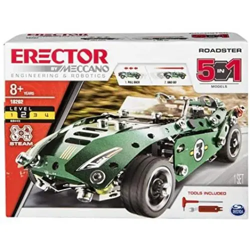 Meccano Roadster 5-in-1 Building Kit, 174 Parts, STEM Engineering Education Toy for Ages 8 and Up Meccano Roadster 5-in-1 Building Kit, 174 Parts, STEM Engineering Education Toy for Ages 8 and Up
