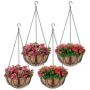 MICGEEK 4 Pack Metal Hanging Planter Basket with Coco Liner, 10 inches Metal Hanging Basket for Flower, Coco Liners for Plants, Hanging Basket for Plants, Garden, Outdoor, Indoorr -HB02 (10 in)