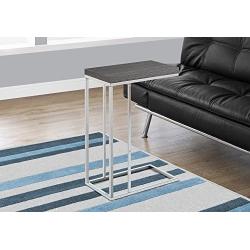 Monarch Specialties 3228, Chrome Accent Metal Base C Table, 18''L x 10''D x 25''H, Gray